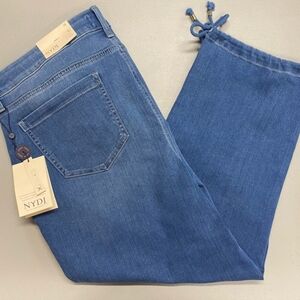NYDJ Denim Lift Tux Cropped Not Your Daughters Jeans Drawstring Hem Size 18 NWT